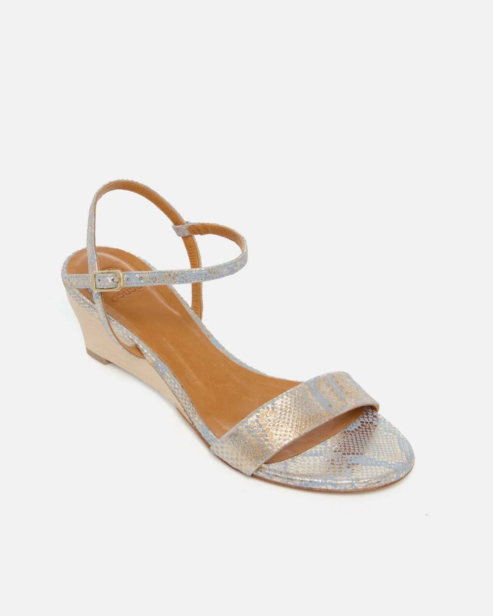 NEW COCLICO women's venti demi-wedge sandal in opal python print